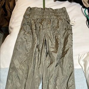 Olive Green Crinkled Pants